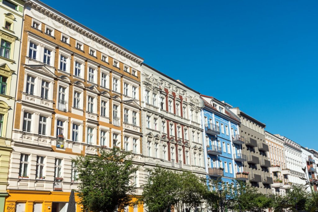 Renovated old apartment buildings on Berlin